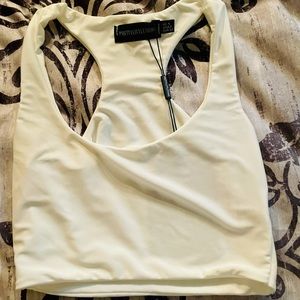 PYT Slinky White Racer Back Crop Top